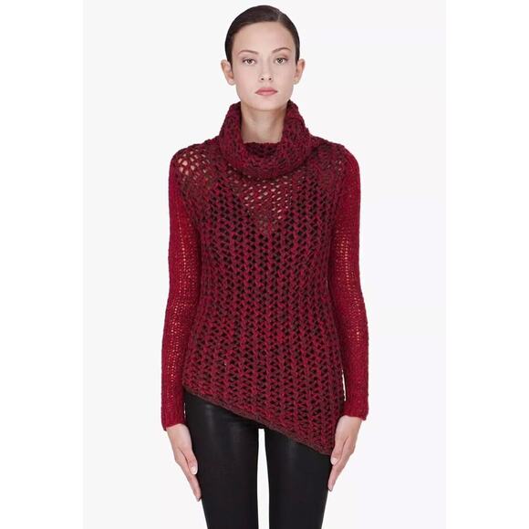 Helmut Lang Women’s Size P XS Red Open Knit Italian Wool Sweater - Picture 1 of 8